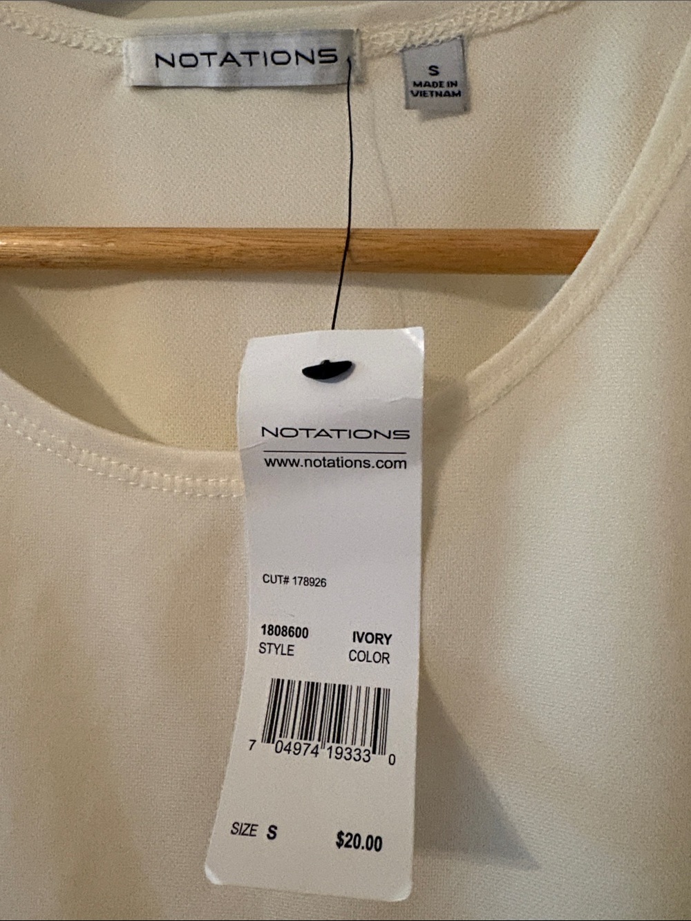 NWT Notations Sleeveless Shell - Picture 5 of 7